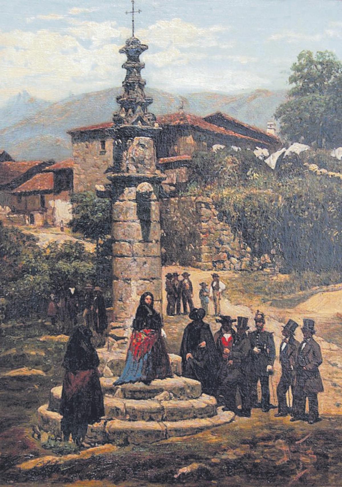 Retrato del pintor Manuel Castellano (Museo del Prado). Abajo, boceto de «El mayo en Ribadeo». (MBAC).