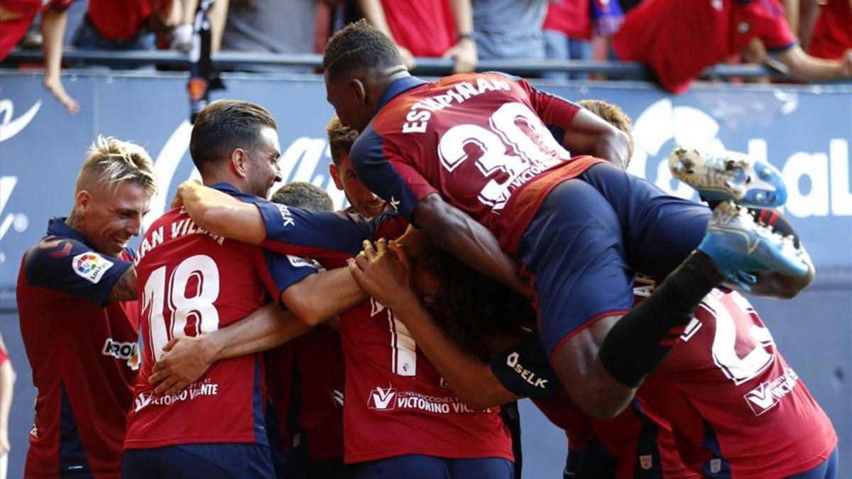 Osasuna celebra el segundo gol ante el FC Barcelona