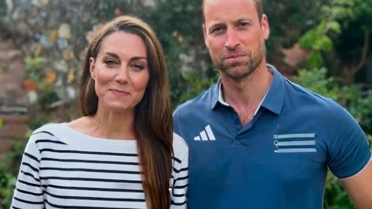 Kate Middelton y el Príncipe Guillermo, durante su mensaje a los deportistas británicos que han participado en los Juegos Olímpicos.
