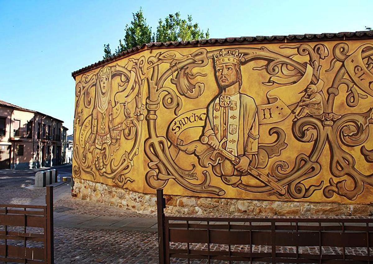 Detalle del mural presidido por Doña Urraca junto al Rey Sancho II. | Cedida