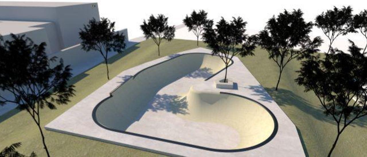 El bowl o foso previsto dentro del proyecto de parque urbano en As Lagoas. |   // SR SKATEPARKS