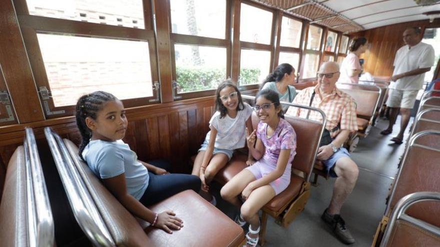 Los 28 niños saharauis y sus familias de acogida viajan con el tren de Sóller