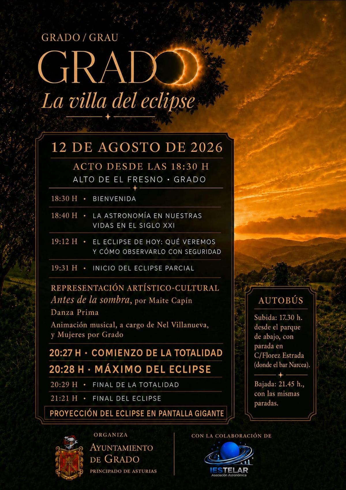 Cartel promocional del programa para ver el eclipse en El Fresno.