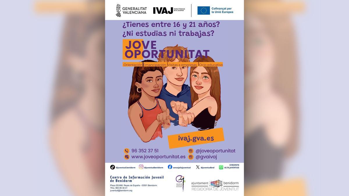 Cartel anunciador de "Jove Oportunidad" que se desarrolla de abril a julio.