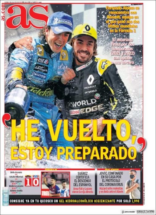 Portada AS jueves 9 julio 2020