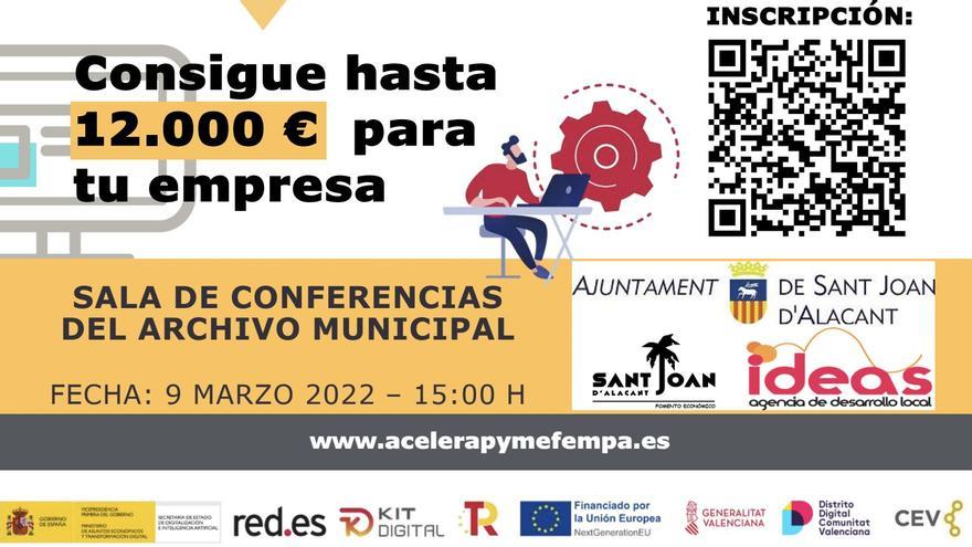 LA OFICINA ACELERA PYME DE F.E.M.P.A. Y FOMENTO ECONÓMICO SANT JOAN ORGANIZAN UNA JORNADA SOBRE AYUDAS A LA TRANSFORMACION DIGITAL