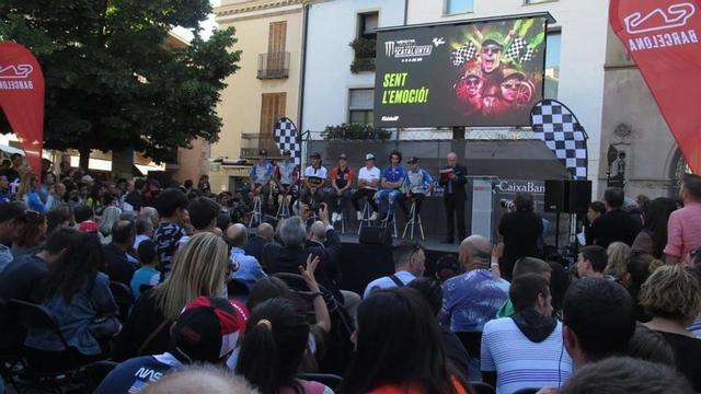 La plaza de La Porxada, de Granollers, ha sido escenario esta tarde de la presentación del GP de Catalunya de MotoGP.