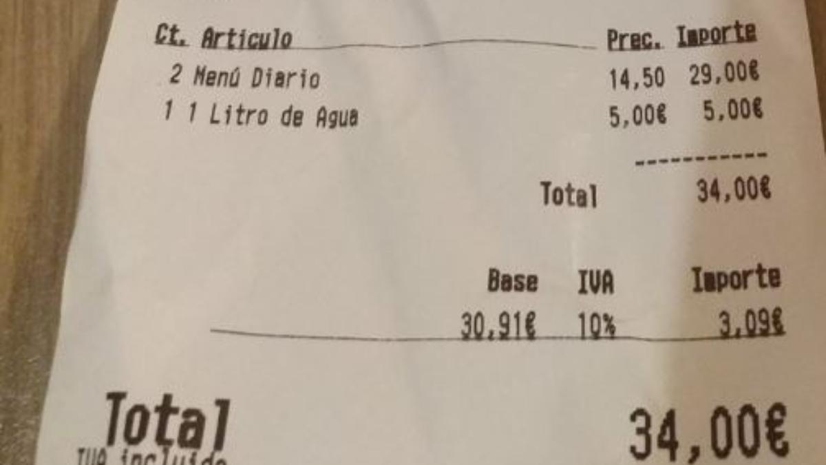 Un ticket de un restaurante de Barcelona