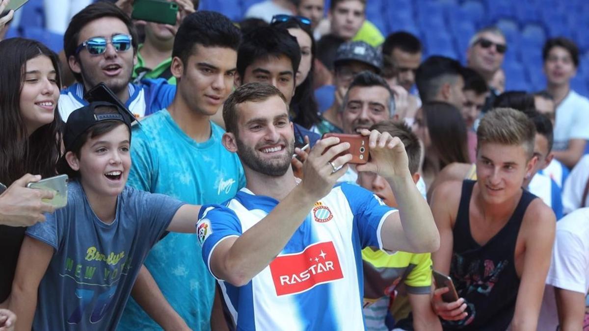 El brasileño Leo Baptistao, el día de su presentación como futbolista del Espanyol, el pasado 11 de julio.