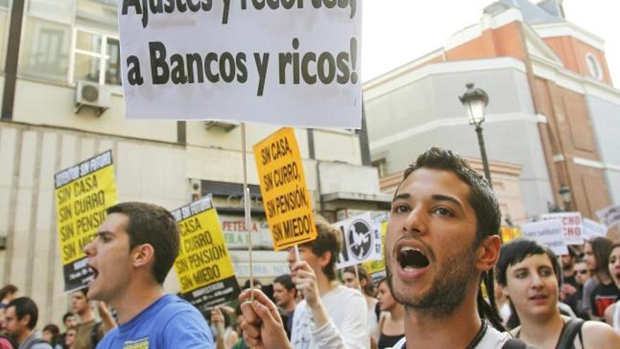 Una protesta estudiantil en Madrid contra los recortes en educación.