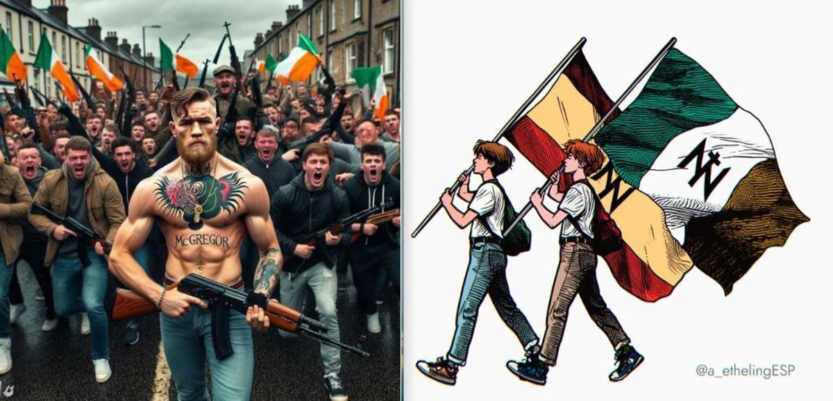 Propaganda llamando a la revuelta xenófoba en Irlanda el 25 de noviembre y propaganda de terminales de Vox uniendo a la causa la marca Noviembre Nacional