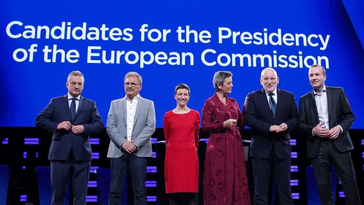 Jan Zahradil, Nico Cue, Ska Keller, Margrethe Vestager, Frans Timmermans y Manfred Weber candidatos a suceder en la presidencia a Jean Claude Juncker.