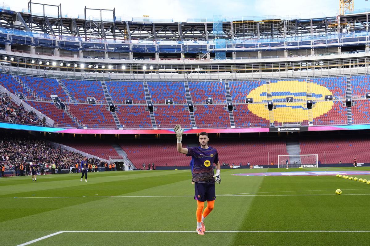 Joan Garcia, en el Spotify Camp Nou el día de su regreso