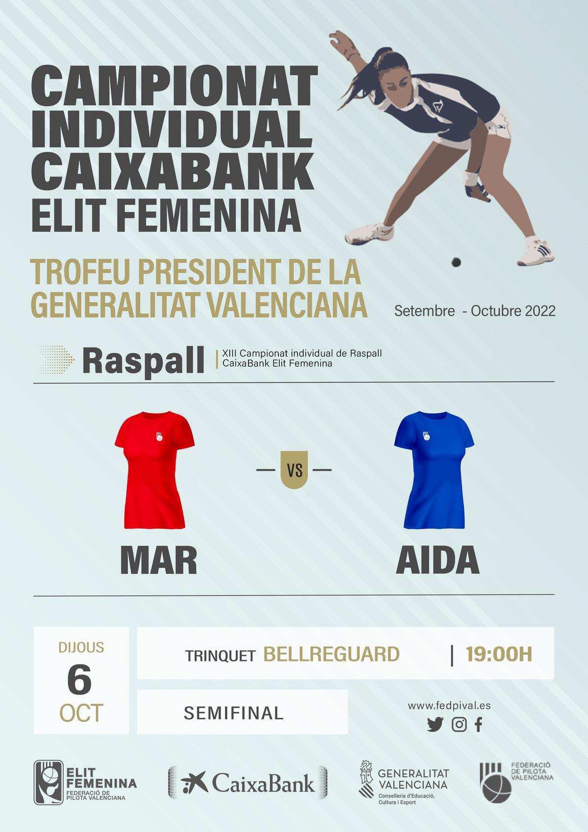 Hui dia 6 d’octubre arranquen les semifinals del XIII Campionat Individual CaixaBank de raspall d’Elit Femenina – Trofeu President de la Generalitat Valenciana al trinquet de Bellreguard.