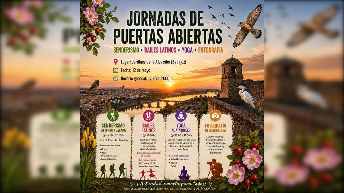 Cartel de las jornadas de puertas abiertas de la Universidad Popular de Badajoz.