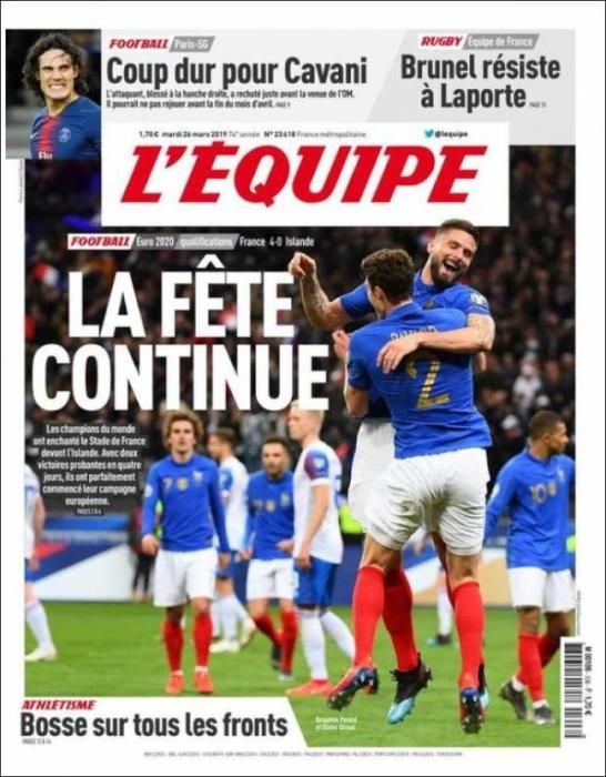 Portada L'ÉQUIPE martes 26 de marzo de 2019