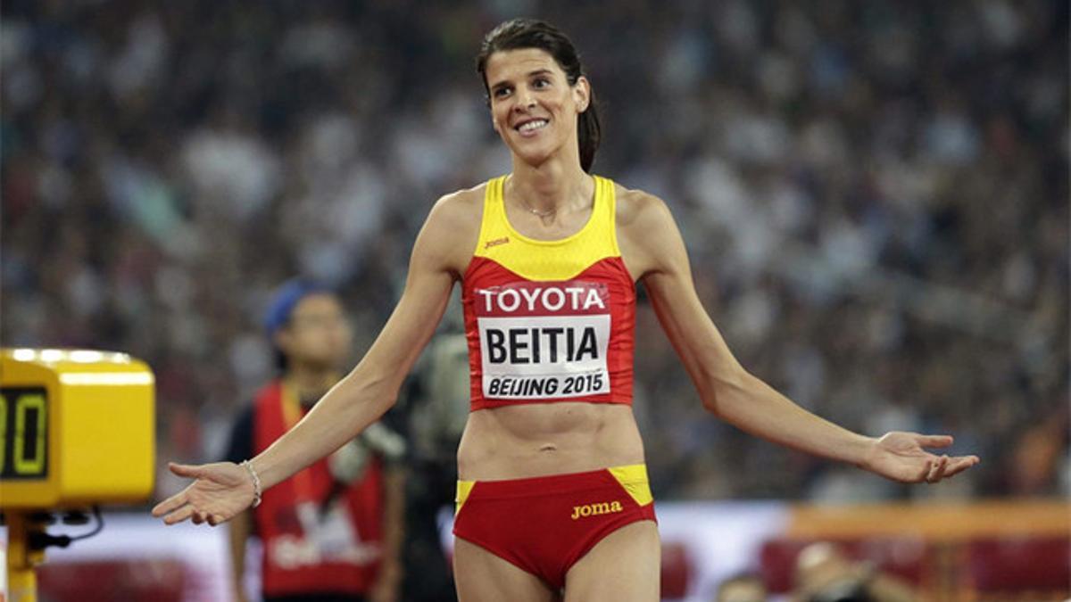 Ruth Beitia, durante el Campeonato del Mundo 2015