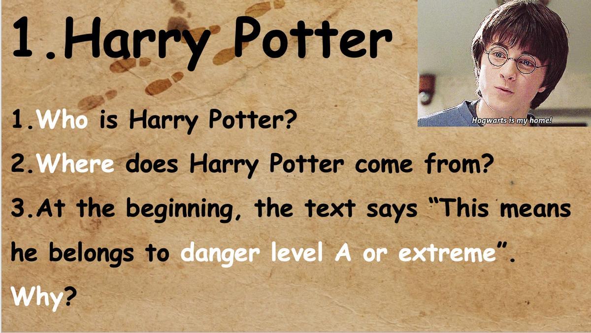 Fitxa en anglés per comprendre qui és Harry Potter.