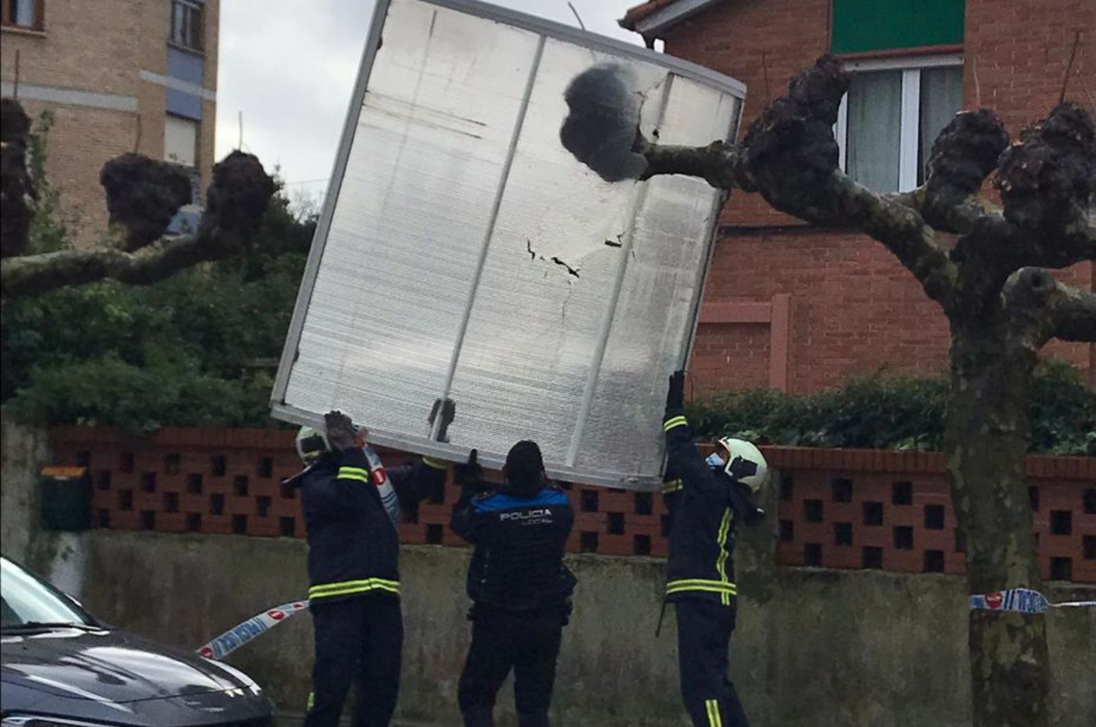 Una mampara incrustada en un árbol en Salinas.