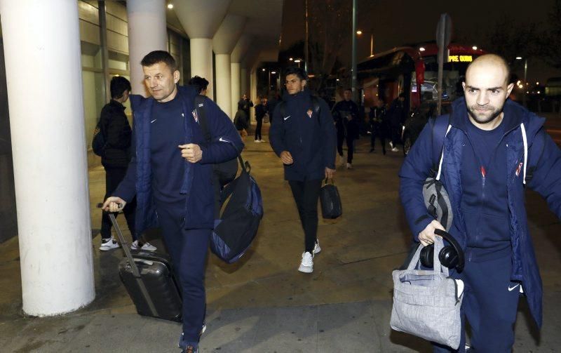 Llegada del Sporting a Zaragoza