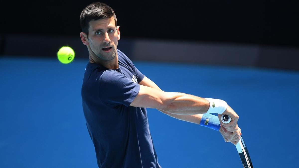 Novak Djokovic, entrenando en Melbourne