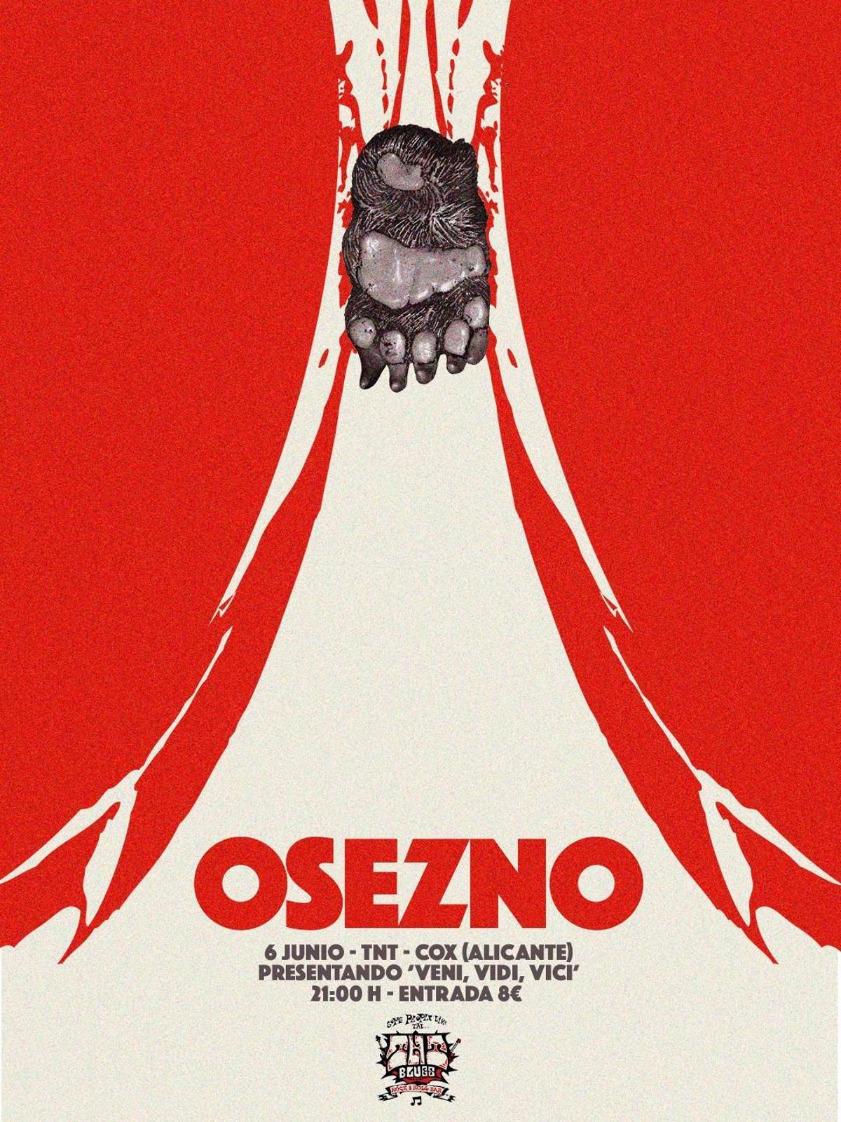 Cartel oficial del concierto de Osezno en la sala TNT Blues de Cox