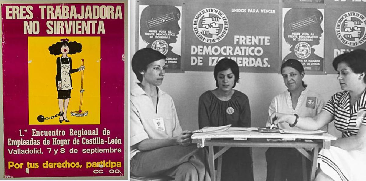 Dos fotos del archivo de CCOO sobre la lucha obrera femenina en Castilla y León en los 70