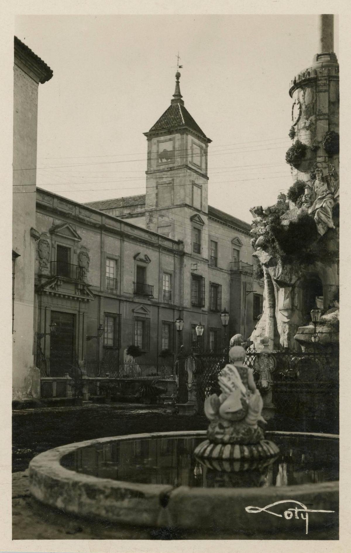 Aspecto exterior del Palacio Episcopal en la década de 1930.