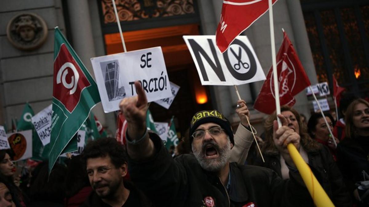 Protesta contra los despidos de Bankia, el pasado 30 de enero del 2013 en Madrid.