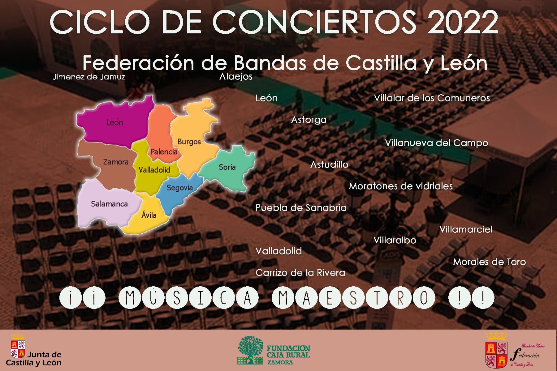 Mapa de conciertos de la Federación de Bandas de Música de Castilla y León.