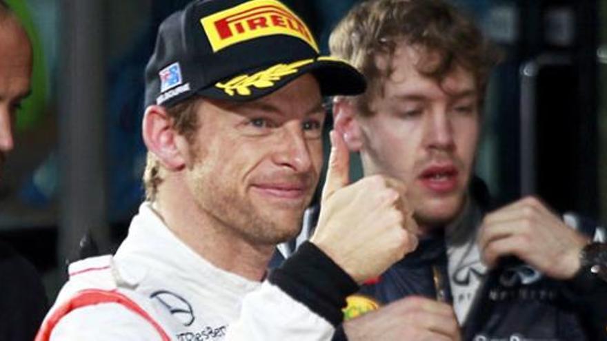 Jenson Button celebra su victoria.