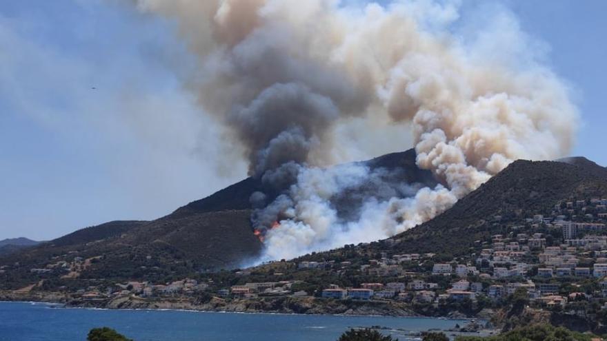 Imatge del foc que afecta Llançà
