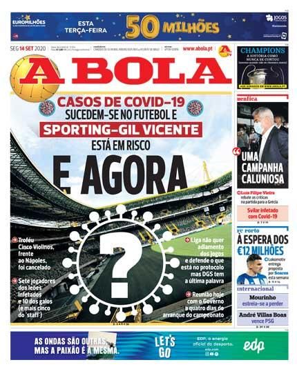 Portada A BOLA lunes 14 septiembre 2020