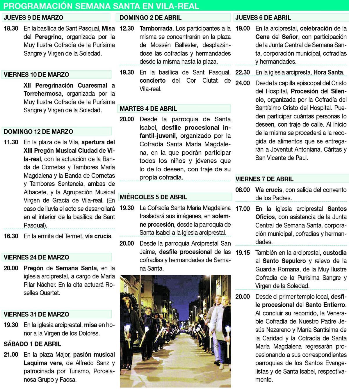 Esta es la programación de la Semana Santa de Vila-real para este año.