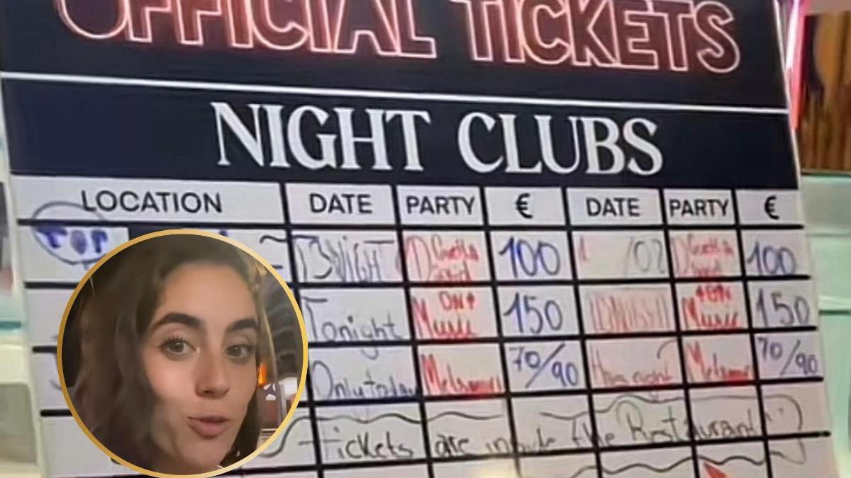 Imagen del panel de precios de las discotecas y la turista