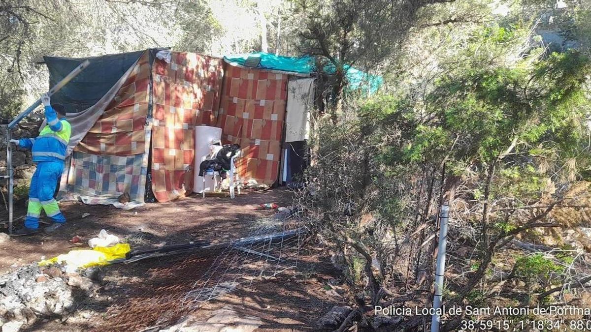Una chabola en medio del bosque.