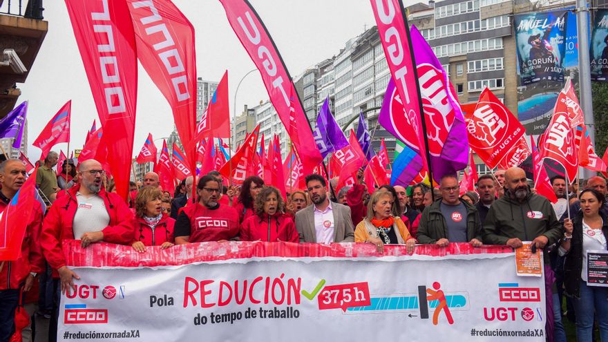 Manifestación frente a la Delegación del Gobierno para exigir la reducción de la jornada laboral