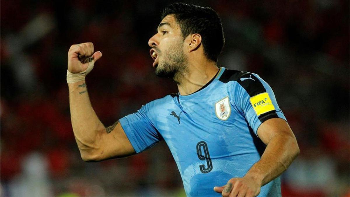 Suárez, con la camiseta de la selección uruguaya