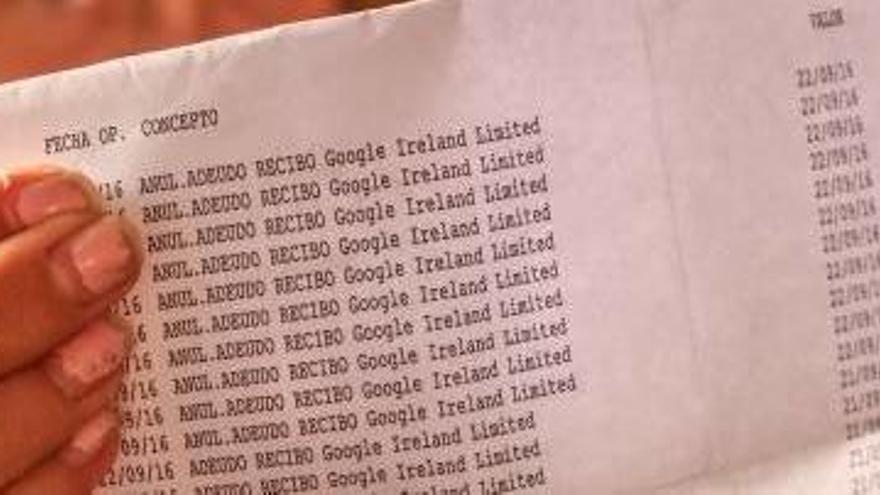 Extracto de los cargos de Google Ireland al menor.