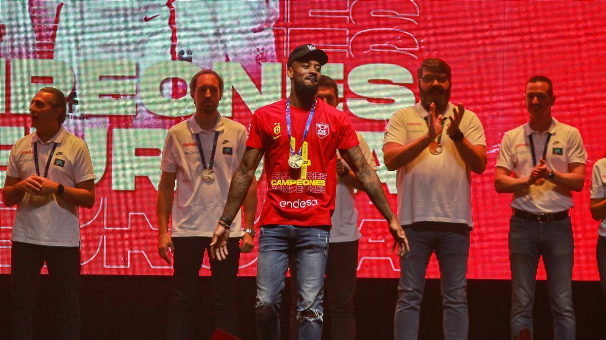 Lorenzo Brown durante la celebración de la selección en el WiZink Center