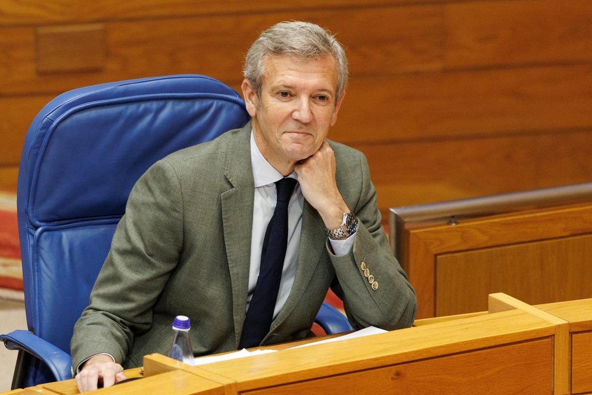 El presidente de la Xunta, Alfonso Rueda, este miércoles en el Parlamento