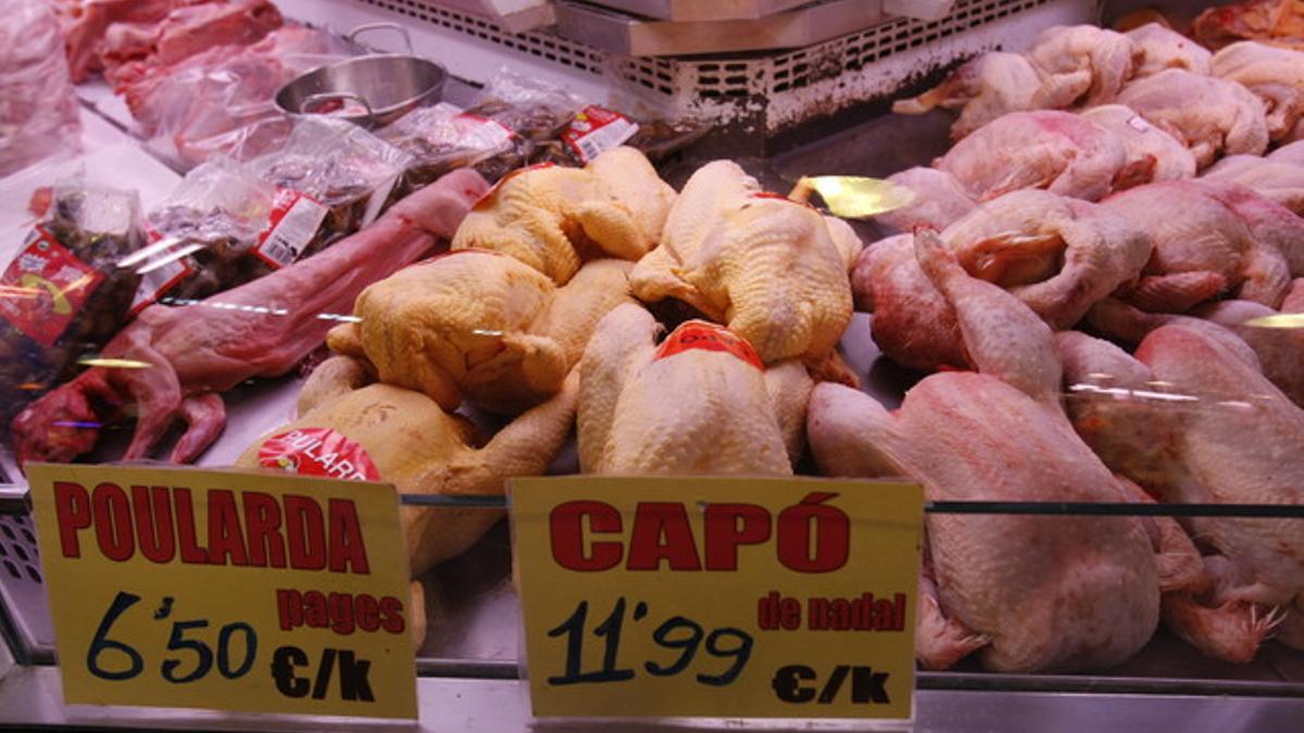 Una parada de pescado en el Mercat de la Boqueria.