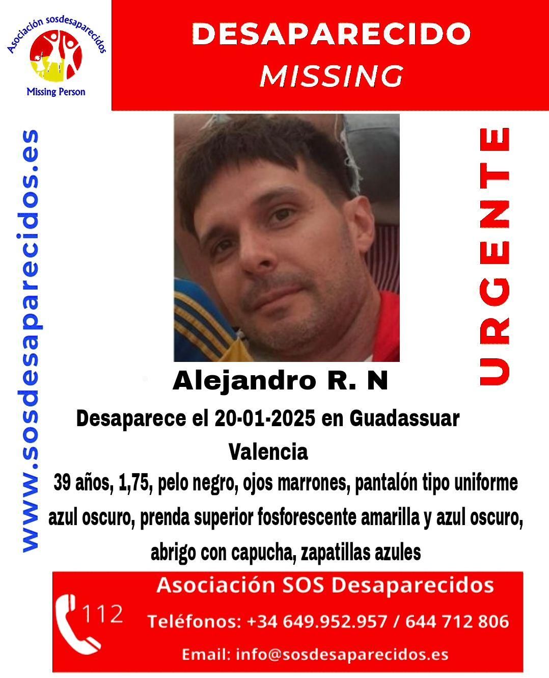 Buscan a un hombre de 39 años que desapareció el lunes en Guadassuar
