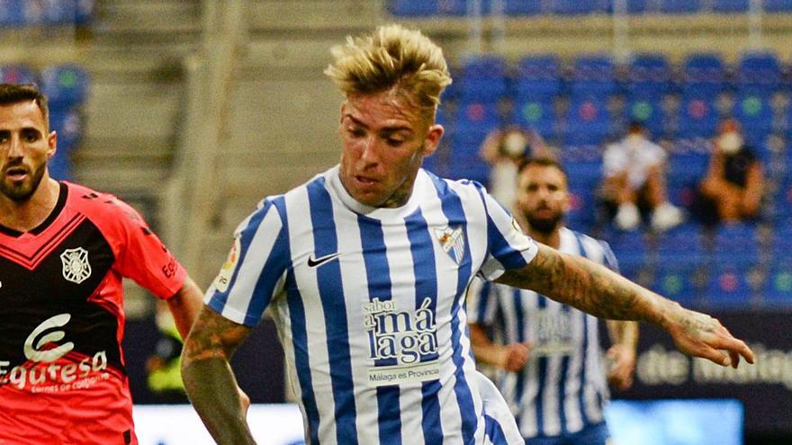 Brandon Thomas, durante el amistoso en La Rosaleda frente al Tenerife