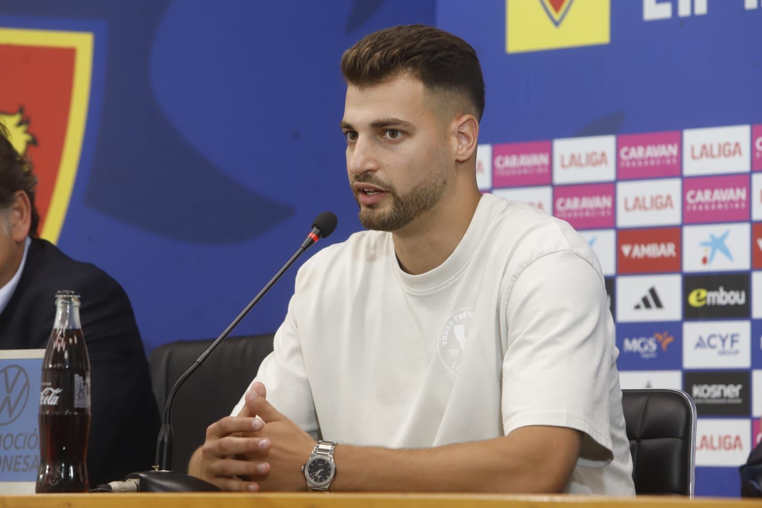 El Real Zaragoza presenta a Maikel Mesa, Lecoeuche y Bakis