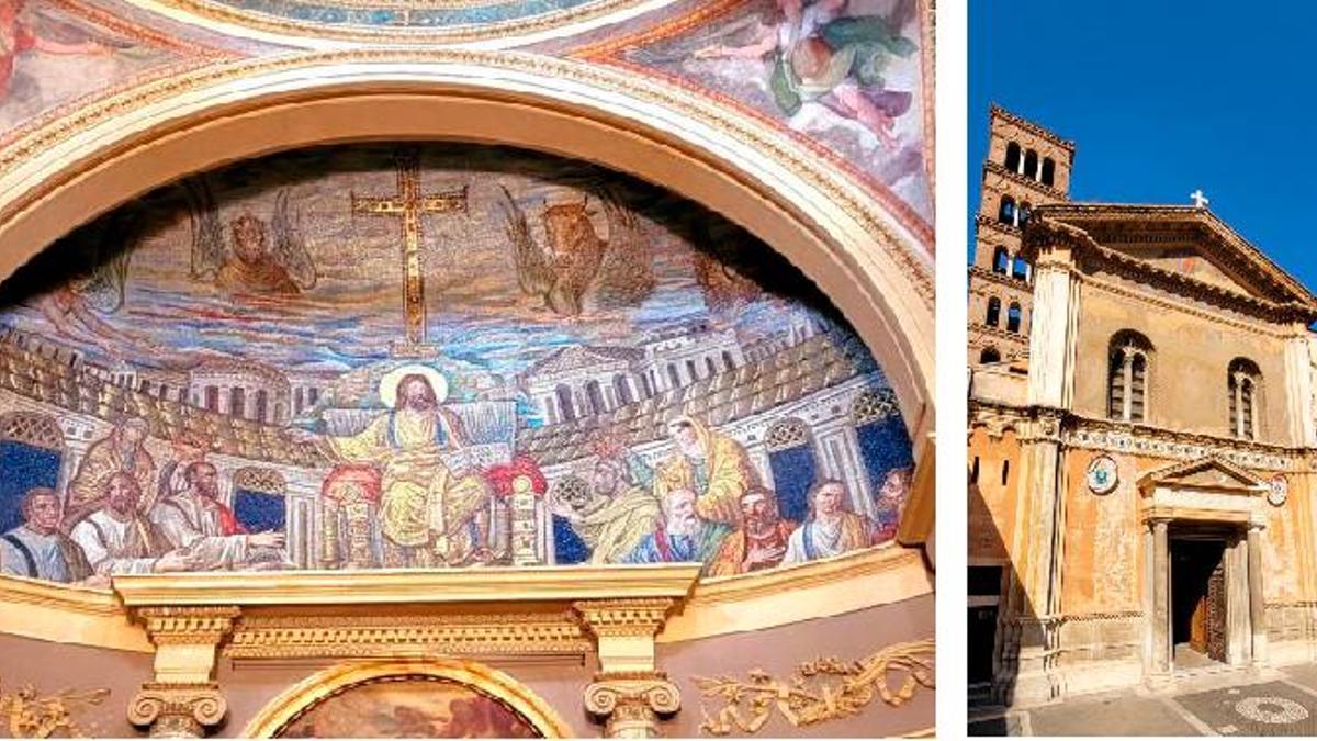 El mosaico de Santa Pudenziana y el exterior de la iglesia
