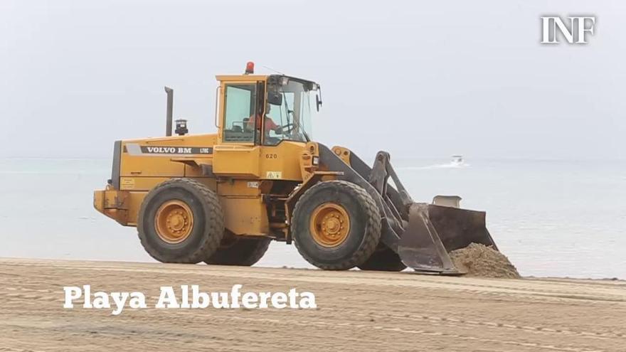 Desperfectos en las playas de San Juan y l'Albuferente tras el temporal de lluvia