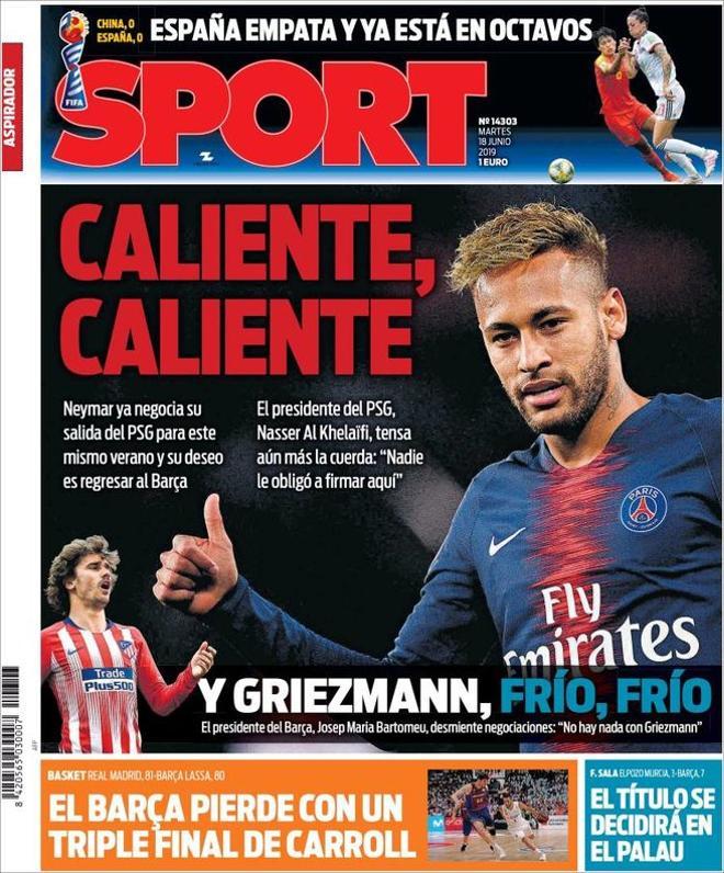 Portada de SPORT del 18 de junio