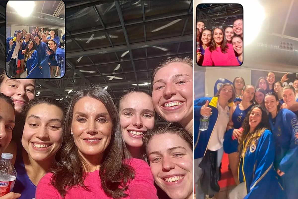 El selfie de la reina Letizia con la 'app' BeReal junto a las jugadoras de waterpolo del Simalga Real Canoe N.C