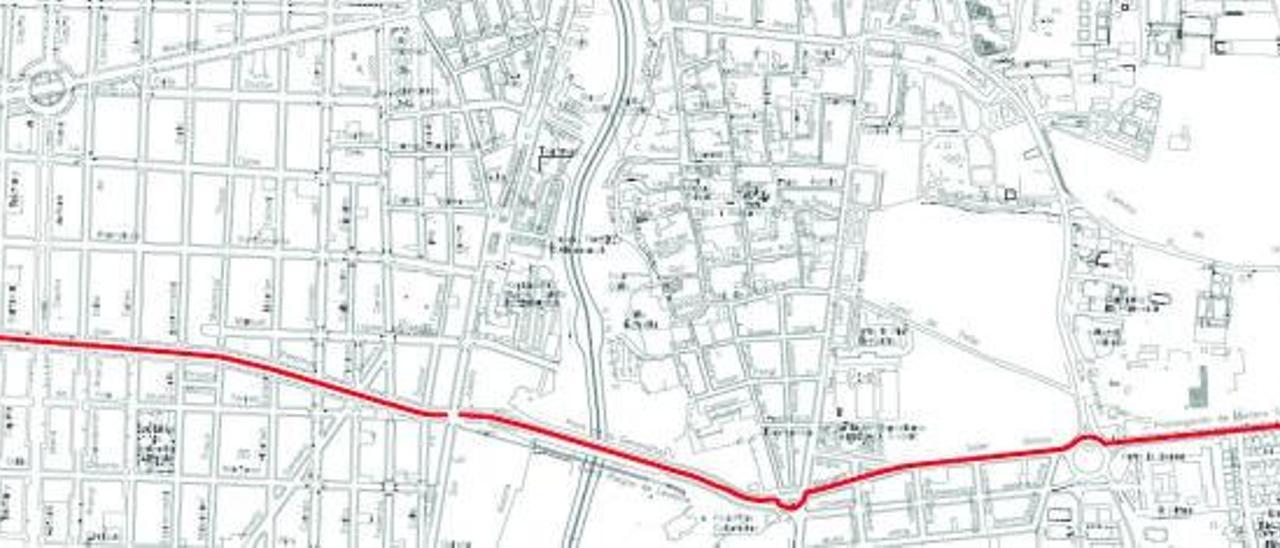 El recorrido del carril bici desde la rotonda de la avenida Alcalde Ramón Pastor hasta la del Hospital General. | INFORMACIÓN